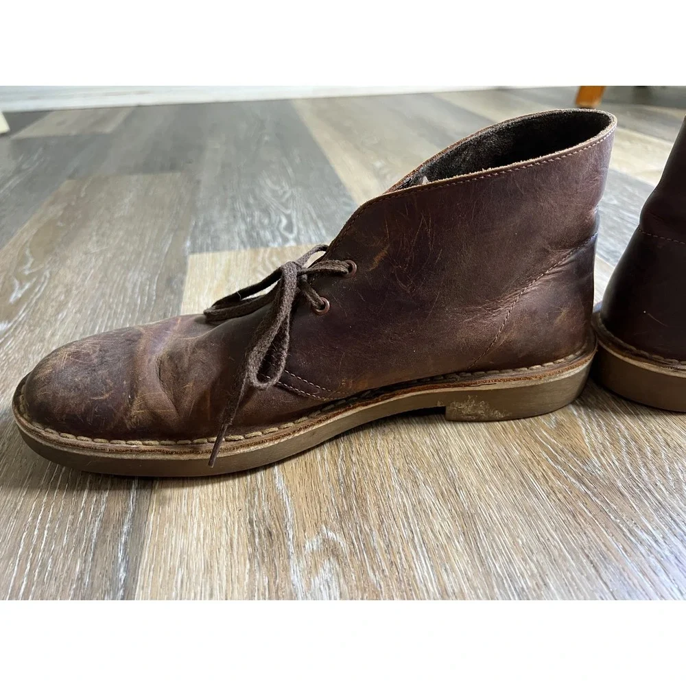 Clarks Desert Boots Mens Brown Leather Good Distressed Chukka Shoes